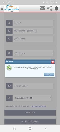Android application Jinam Cabs screenshort