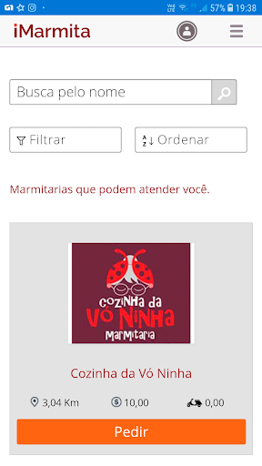 Android application iMarmita - Delivery de marmita screenshort