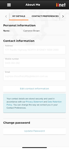 Android application iiNet Support screenshort