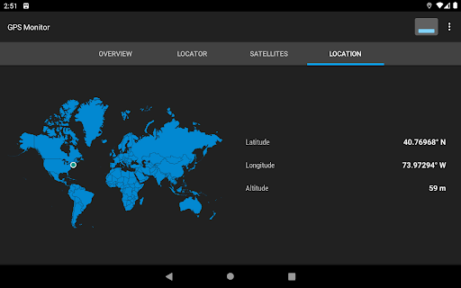 Screenshot of GPS Monitor: satellite data