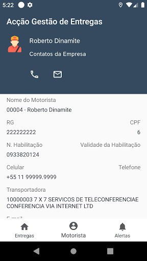 Acção Gestão de Entregas Screen 3