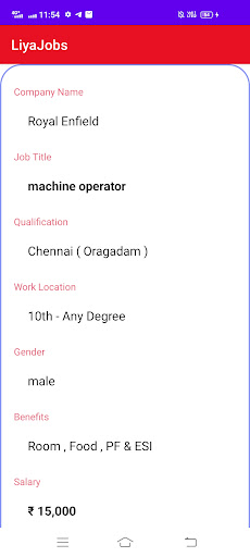 Android application Liya Jobs screenshort