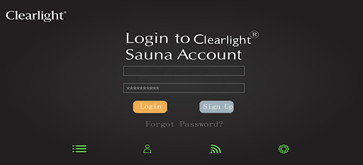 Android application Clearlight® Sauna Connect App screenshort