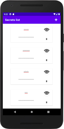 Android application Secrets keeper screenshort