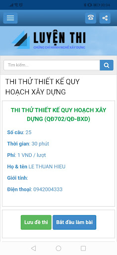 LUYỆN THI CHỨNG CHỈ XÂY DỰNG Screen 3
