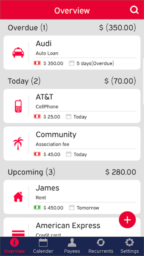 Android application Bills Manager screenshort