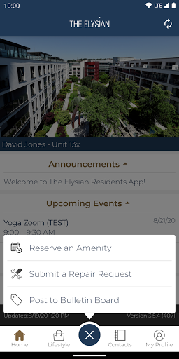 The Elysian Residents App Screen 3