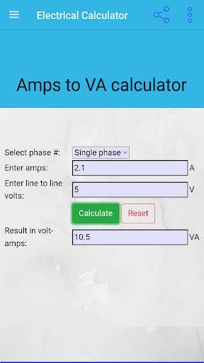 Electrical Calculator Screen 2