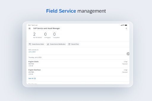 Screenshot of SAP Service and Asset Manager
