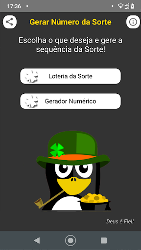 Android application Gerar Número da Sorte screenshort
