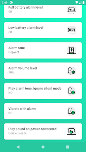 Battery full alarm - low alert