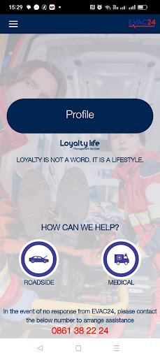 Evac24 Loyalty Life Screen 2