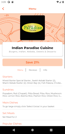 Indian Paradise Cuisine WF4 Screen 2