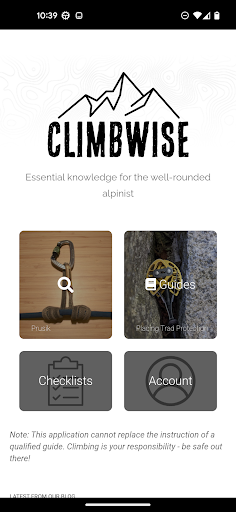 Android application ClimbWise screenshort