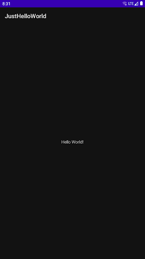 Android application Just Hello World screenshort