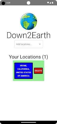 Android application Down2Earth screenshort