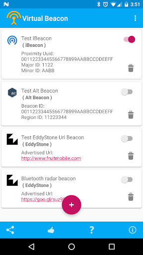 Android application Virtual Beacon Trial screenshort