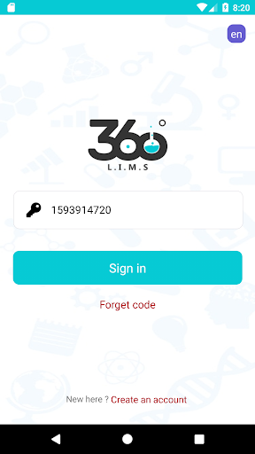 Android application 360LIMS - Patient screenshort