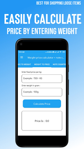Weight to Price Calculator Screen 2
