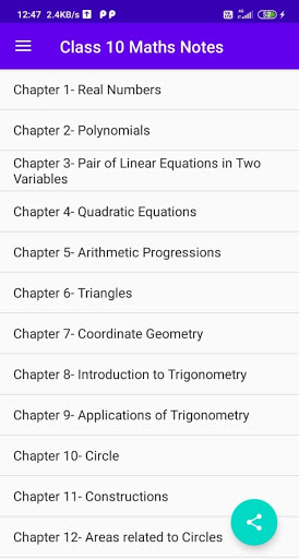Android application Class 10 Maths Notes screenshort
