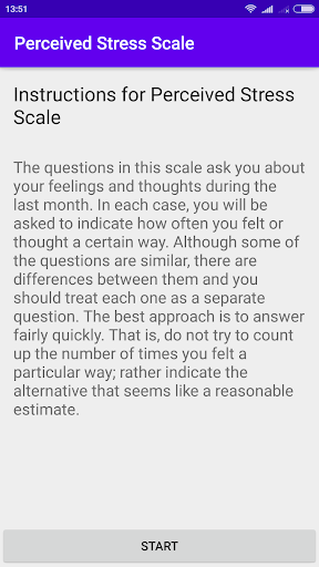 Android application Perceived Stress Scale screenshort