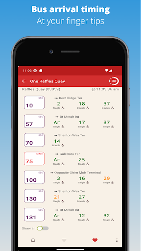 Android application SG Bus Arrival Time screenshort
