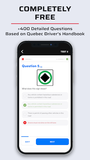 Quebec Driving Test 2023 Screen 2