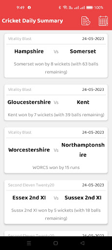 Android application Cricket Daily Summary screenshort