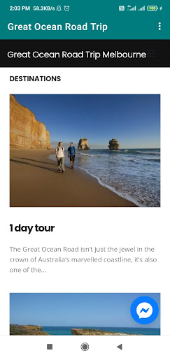 Android application Great Ocean RoadTrip Melbourne screenshort