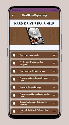 Android application Hard Drive Repair Help screenshort