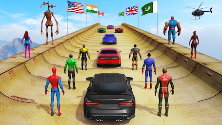 SuperHero Mega Ramp: Car Games