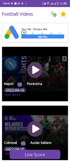 All Live Soccer | Highlights Screen 2