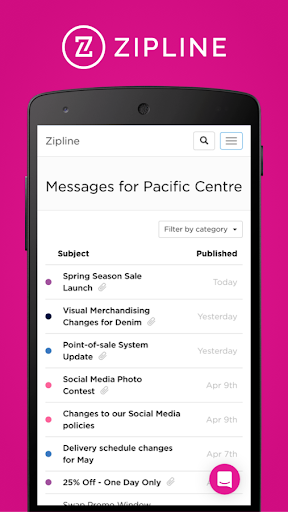 Android application Zipline screenshort