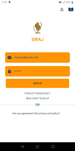 Android application SIRAJ screenshort