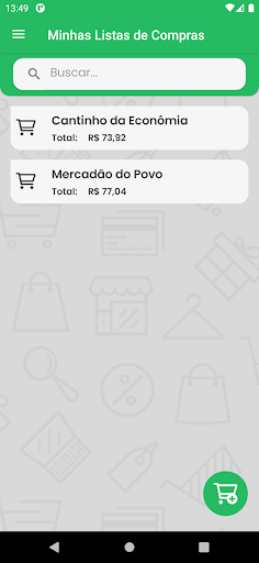 Android application Minha lista de compras screenshort