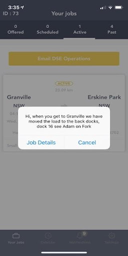 DSE Trucks Driver System Screen 2