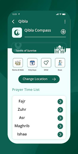 Android application Qibla Compass screenshort