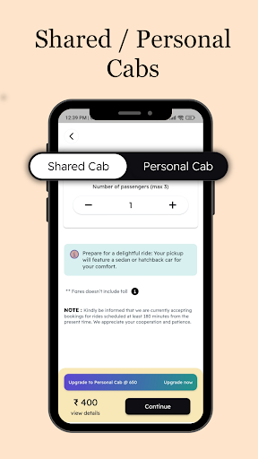 QuicReach: Airport Shared Cabs Screen 3