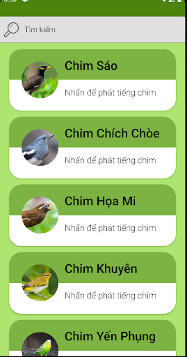Android application Chim hót screenshort