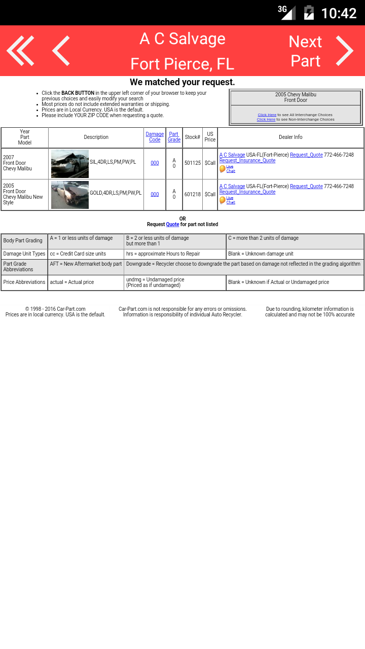 Android application A C Salvage - Fort Pierce, FL screenshort