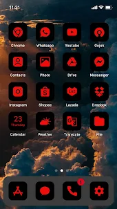 Wow Red Black Theme, Icon Pack