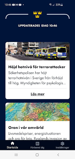 Android application Krisinformation.se screenshort