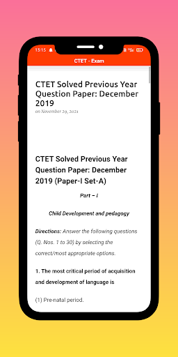 CTET - EXAM Screen 2