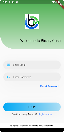 Android application Binary Cash screenshort