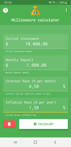 Android application Millionaire Calculator screenshort