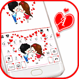 Cartoon Couple Hearts Keyboard Theme icon