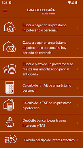 Android application Simulators. Banco de España screenshort