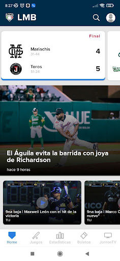 Android application Liga Mexicana de Beisbol LMB screenshort