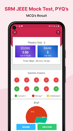 SRM JEEE Mock Test, PYQs Screen 3