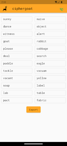 Android application ciphergoat screenshort